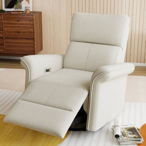 English Elm Power Power Swivel Rocker Recliner Chair with Wide Armrests, Dual USB Charging Ports, Compact Comfort Gray W1028S00054