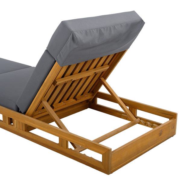 English Elm Christopher Knight Home® - Lounge Chaise Set With Adjustable Headrest - Durable Acacia Wood & Water-Resistant Cushions For Comfort N770P272405T_N770P285267G