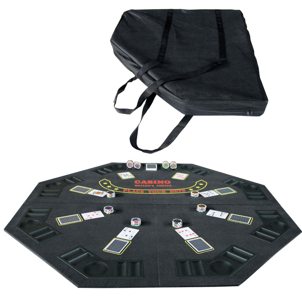 English Elm Ino Folding Octagon Felt Poker Tabletop for 8 Players with Cup Holders and Carry Case W2748P271362