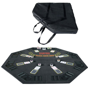 English Elm Ino Folding Octagon Felt Poker Tabletop for 8 Players with Cup Holders and Carry Case W2748P271362