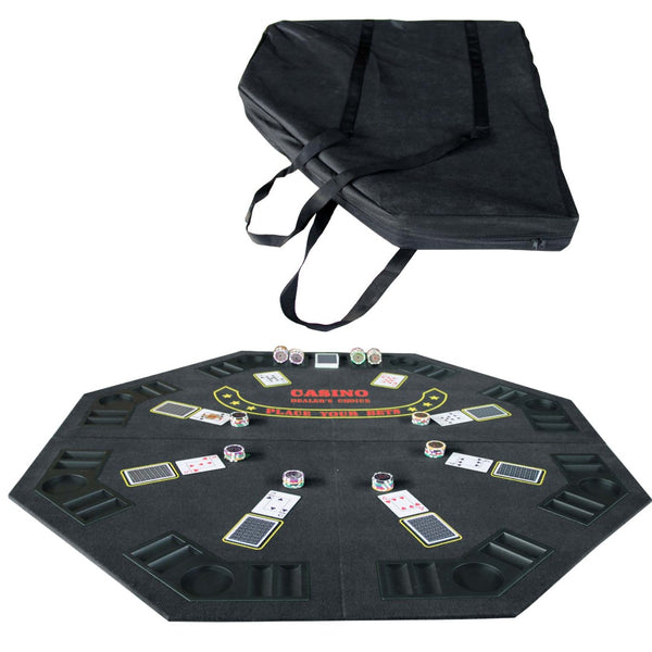 English Elm Ino Folding Octagon Felt Poker Tabletop for 8 Players with Cup Holders and Carry Case W2748P271362