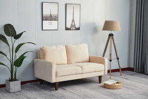English Elm LOVESEAT,GREY Plush Microfiber Two-Seater Sofa with High-Density Foam, Solid Wood Frame, Durable Comfort Beige B205P249008