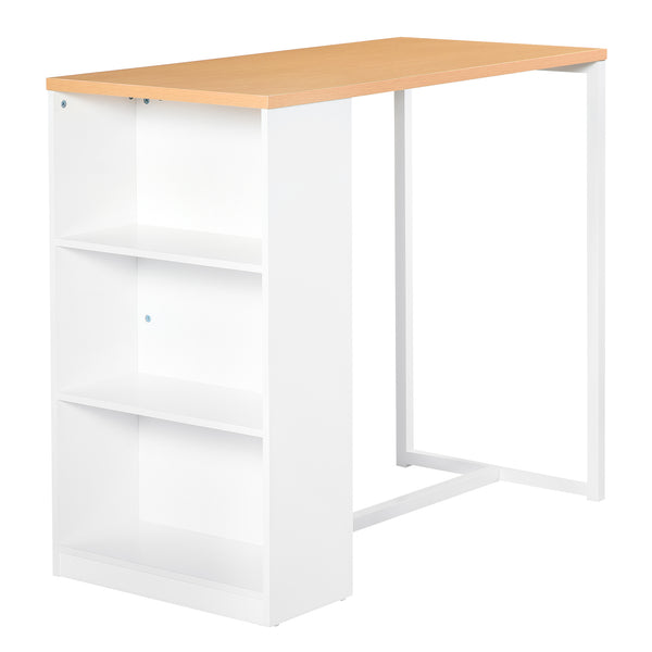 English Elm HOMCOM Counter Height Bar Table with 3-Tier Storage Shelves, MDF Top & Steel Frame, Anti-Tip 45.25" L White W2225P217146