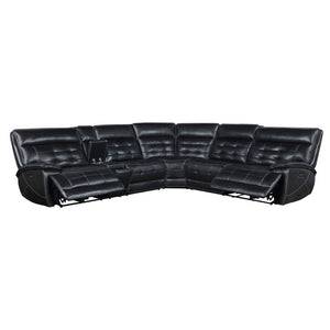 English Elm Hayden Top-grain Leather Power Reclining Sectional with Usb Charging Console B062S01732