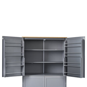 English Elm Topmax Freestanding Pantry Cabinet Gray Mdf with Drawers Door Shelves SP000046AAE