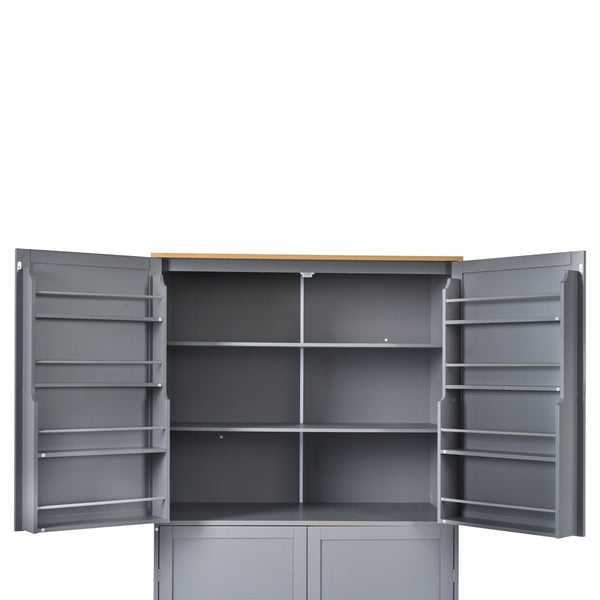 English Elm Topmax Freestanding Pantry Cabinet Gray Mdf with Drawers Door Shelves SP000046AAE