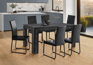 English Elm Dining 60" Rectangular Black Reclaimed Look Dining Table for 6 — Thick Block Legs, Modern MDF Finish B2710P286988