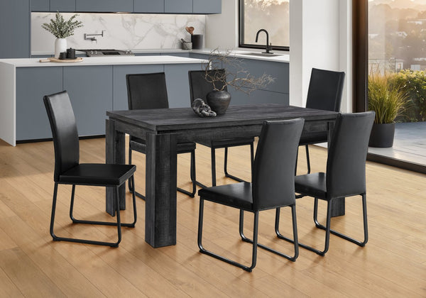 English Elm Dining 60" Rectangular Black Reclaimed Look Dining Table for 6 — Thick Block Legs, Modern MDF Finish B2710P286988