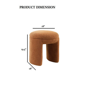 English Elm Contemporary Plush Pleated Round Ottoman Stool with Gold Trim Base, Velvet-Like Accent Seat for Living Room Brown Mix 19 L x 19 W x 20 H B2741P388365