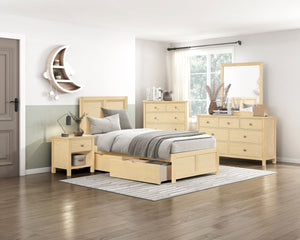 English Elm Contemporary Natural Pine Twin Bed Tall Headboard Slat Support Farmhouse Bedroom Frame B011S02460