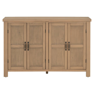 English Elm U_STYLE Mid-Century 4-Door Storage Sideboard with Adjustable Shelves, Retro Handles, Sturdy Pine Legs Wood N711P218615D
