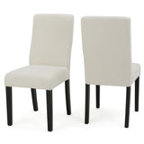 Christopher Knight Home® - Noble House - Corbin Contemporary Fabric Dining Chair, Ivory and Matte Black - Set of 2