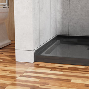 English Elm Goodyo 36"x36" Shower Base 3.5" High Anti-Slip Acrylic Center Drain Single Threshold Basin Black D163114243