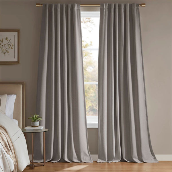 English Elm 2-pk 52x95 Total Blackout Curtain Panels Noise Reducing Embossed Bedroom Set Grey B035P496619
