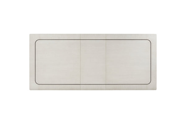 English Elm Expandable Leg Table Vanilla White Solid Wood & Brass Inlay — Mid‑Century Tapered Legs, Durable Spacious Top B2699P310415