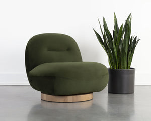 Sunpan Franze Swivel Lounge Chair - Stylish Comfort with Durable Performance Fabric and Blonde Ash Base Moss Green