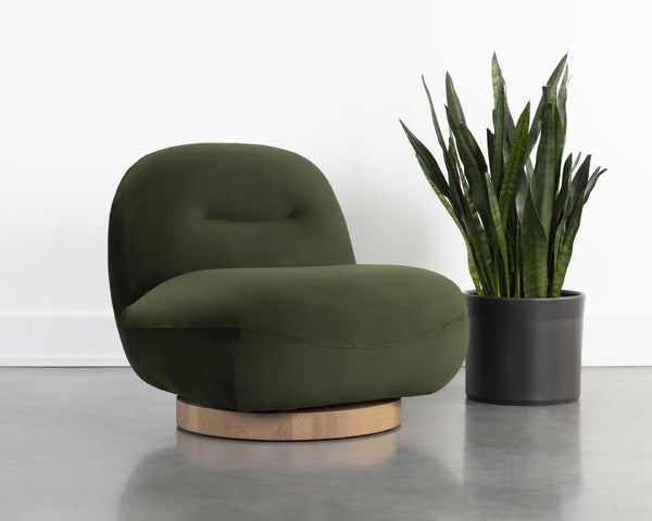 Sunpan Franze Swivel Lounge Chair - Stylish Comfort with Durable Performance Fabric and Blonde Ash Base Moss Green