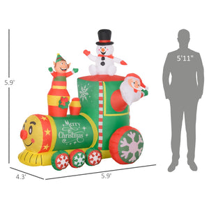 English Elm Outsunny 5.9' Inflatable Christmas Train With Led Lights - Santa, Snowman, Gingerbread Man Decor W2225P249970-GIGA
