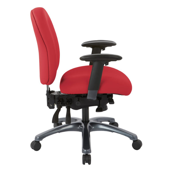 OSP Home Furnishings Multi-function Ergonomic High Back Office Chair with Lumbar Support and Titanium Base Mid Lipstick 8512-R100