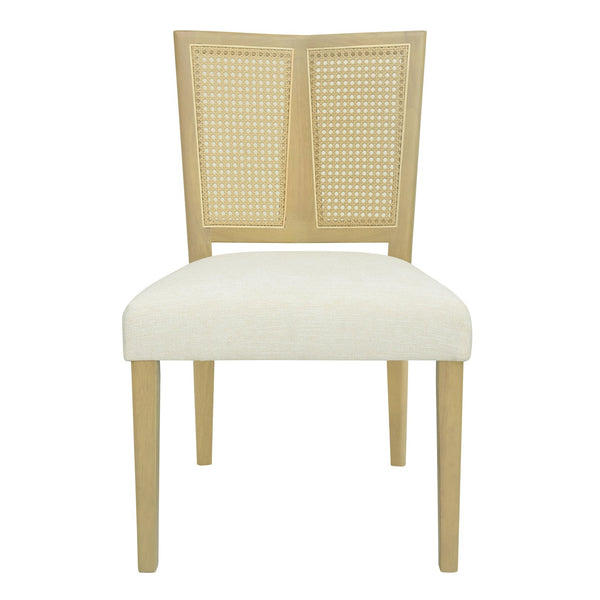 English Elm Christopher Knight Home® - Rattan Mid-Century Dining Chair Set of 2 with Woven Cane Back, Upholstered High-Density Seat Cushion Beige,Natural Ash N771P254006A