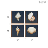 Madison Park Ocean Seashells Coastal 4-piece Framed Canvas Wall Art Set MP95C-0062 Blue