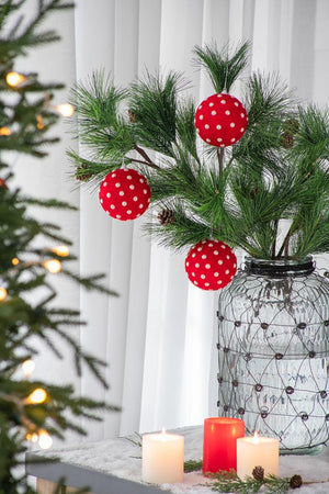English Elm D3.9" Beaded Flocked Christmas Ball Ornaments Set of 6 Textured Holiday Tree Accents W2078P257513
