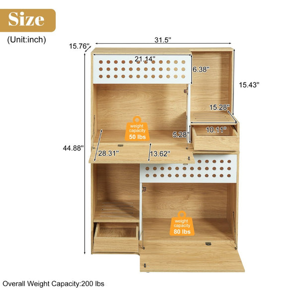 English Elm Modern Mdf Cat Litter Box Enclosure Side Table with Ventilated Storage Compartment Natural N752P394342N