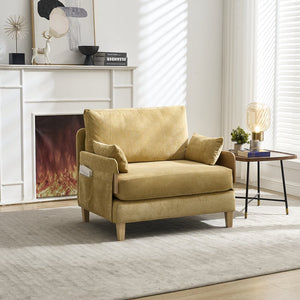 English Elm Foldable sofa bed recliner with three pillows, 3-in-1 convertible sleeper for small spaces, mid-century modern comfort Mustard yellow W395P290559