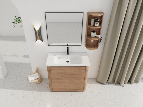 English Elm 36'' Freestanding Bathroom Vanity With Ceramic Sink, Soft-Close Doors & Stylish Storage Solutions W999S00403