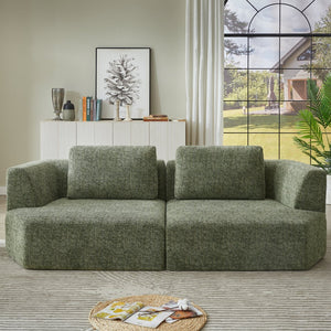 English Elm Oversized Chenille 3-Seater Compressed Sofa — No Assembly, Space-Saving, Soft Pocket-Spring Comfort Green W2339P352930