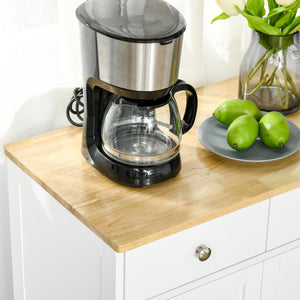 English Elm HOMCOM White Sideboard Buffet Cabinet with 2 Drawers & Adjustable Shelf, Sturdy MDF Credenza for Kitchen W2225P173905