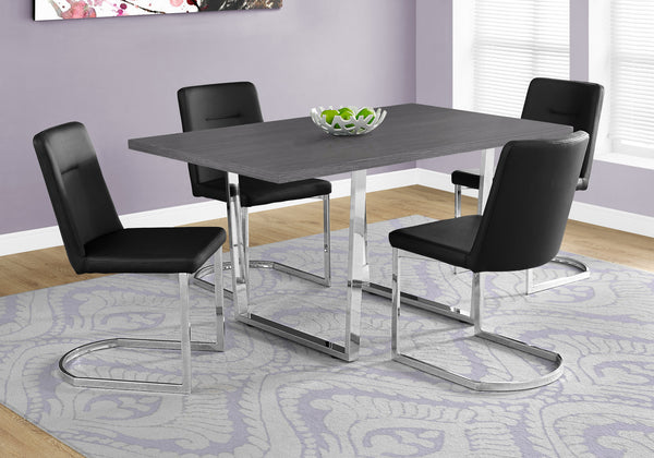 English Elm Dining Table, 60" Rectangular Grey Laminate With Chrome Legs - Modern Centerpiece For Any Space B2710P286990
