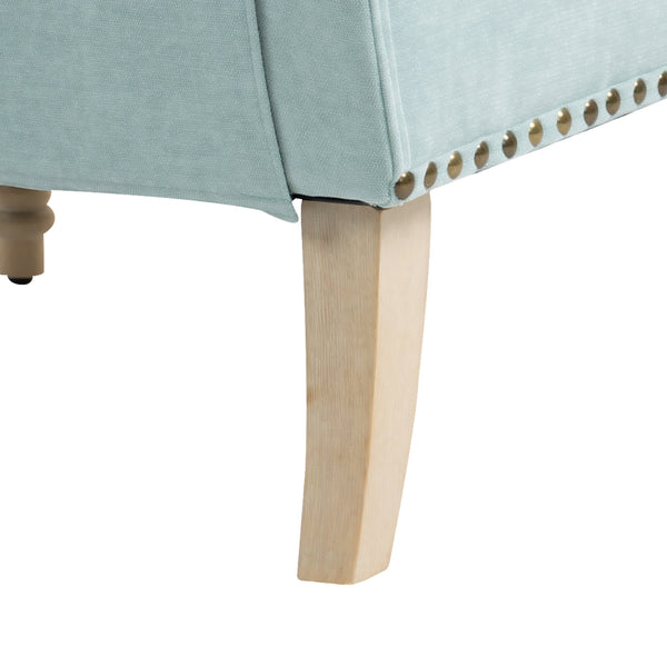 English Elm Modern Upholstered Accent Chair with Retro Wooden Legs Nailhead Trim High-Density Foam Seat 300lbs Sage W3042P262915