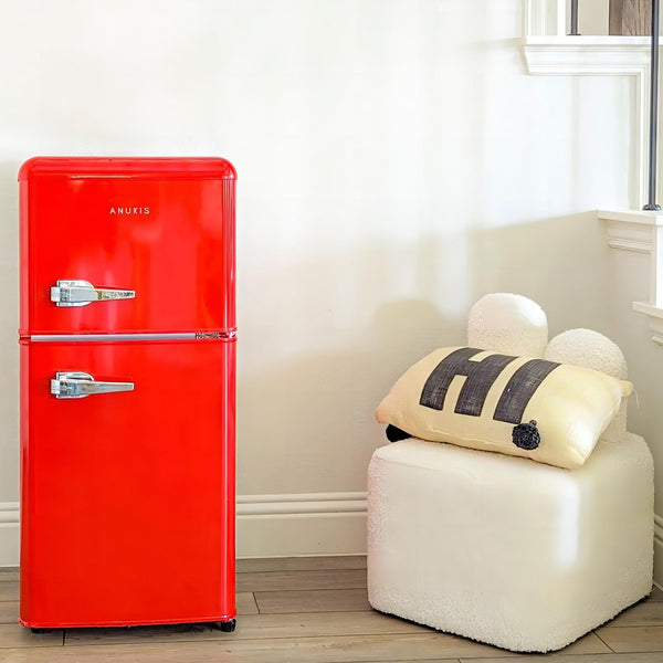 English Elm 3.5cu.ft Two Door Compact Mini Fridge Wood Finish Freezer Dorm Bar Office Red W1002P210642