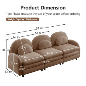 English Elm Teddy Fleece Modular Cloud Sofa Sculptural Curved Three Seat Living Room Couch Camel W5656S00102