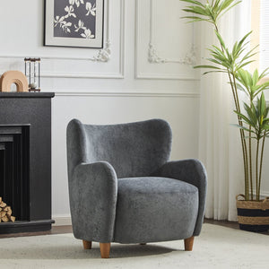 English Elm Christopher Knight Home® - Lucia Velvet Wingback Armchair with Pocket Spring Cushion, Mid-Century Birch Legs, Luxe Comfort Dawn Grey 31.5 L x 30.75 W x 30.5 H N776P205426K