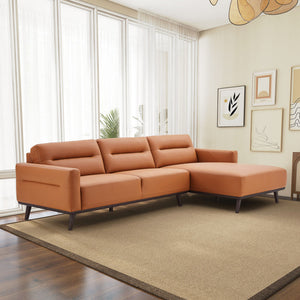 English Elm Ashcroft Furniture - Ella L-Shaped Right Sectional Couch In Cognac Pu Leather – Stylish, Durable, And Comfortable Seating B183S00110