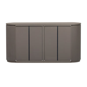 English Elm U_STYLE Vertical Striped Door Storage Cabinet with Metal Handles, Adjustable Shelves, 220lb Top Capacity Brown WY000407AAD