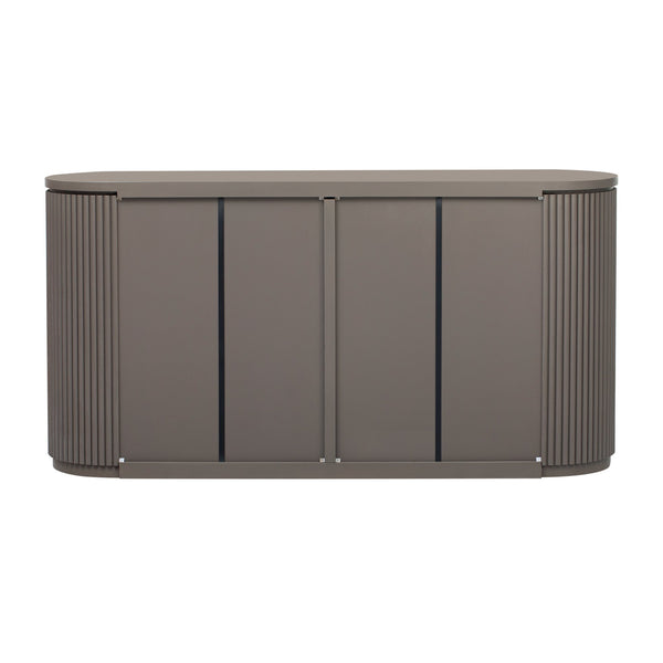 English Elm U_STYLE Vertical Striped Door Storage Cabinet with Metal Handles, Adjustable Shelves, 220lb Top Capacity Brown WY000407AAD