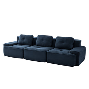 English Elm 117" Luxurious Modular Sectional Sofa - Oversized 3-Seater Couch With Deep Seats & Tufted Design, Blue W714S01494