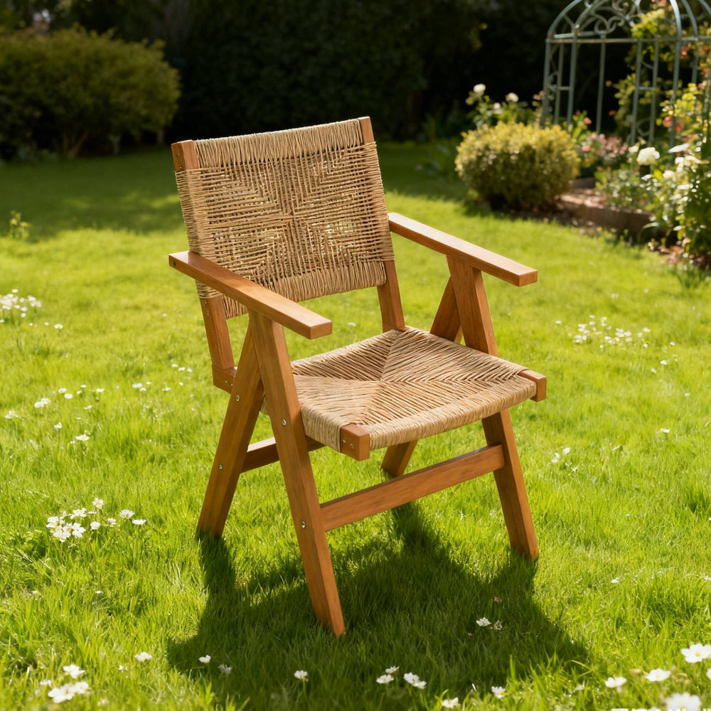 English Elm Lounge Teak Color Outdoor Chair - All-Weather Comfort, Stylish Design, Easy Storage & Quick Assembly W2085P364104