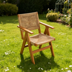 English Elm Lounge Teak Color Outdoor Chair - All-Weather Comfort, Stylish Design, Easy Storage & Quick Assembly W2085P364104