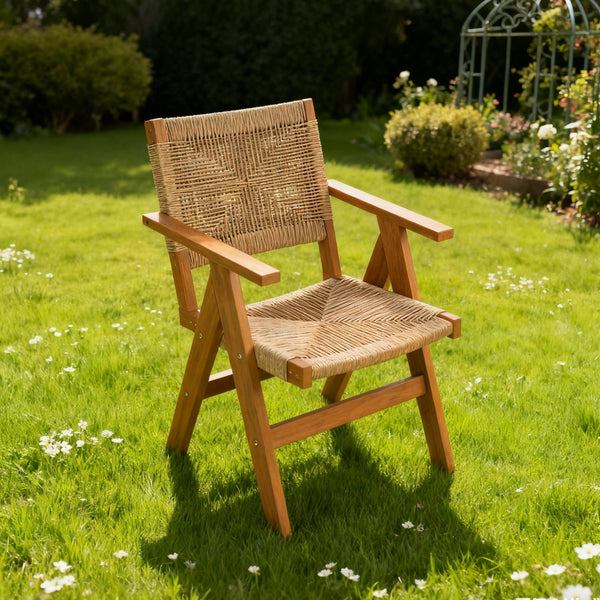 English Elm Lounge Teak Color Outdoor Chair - All-Weather Comfort, Stylish Design, Easy Storage & Quick Assembly W2085P364104