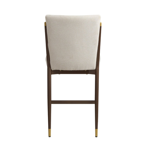 English Elm Modern Armless Counter Stools Set of 2 Upholstered Iron Frame with Gold Accents Brown+Beige N771P345828W