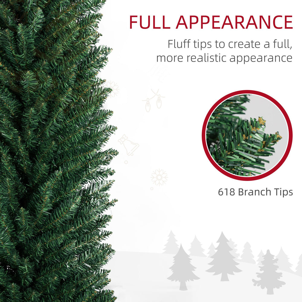 English Elm Homcom 8' Slim Pencil Christmas Tree With 618 Realistic Branch Tips – Perfect For Small Spaces! W2225P249664