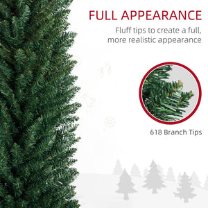 English Elm Homcom 8' Slim Pencil Christmas Tree With 618 Realistic Branch Tips – Perfect For Small Spaces! W2225P249664