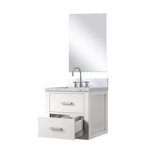 English Elm White Compact Bathroom Vanity Set With Acrylic Top, Mirror & Chrome Faucet – Ideal For Small Spaces B2731S01967-GIGA