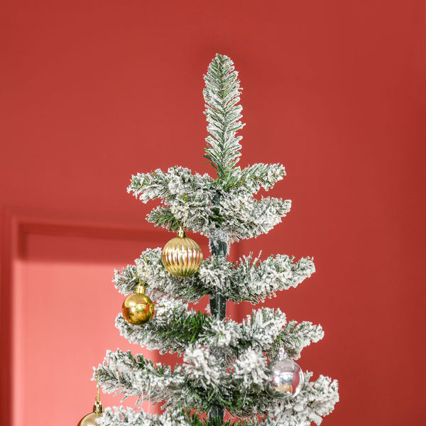 English Elm Homcom 7.5Ft Slim Pine Christmas Tree - Realistic Snow-Flocked Branches, Perfect For Small Spaces! W2225P249630