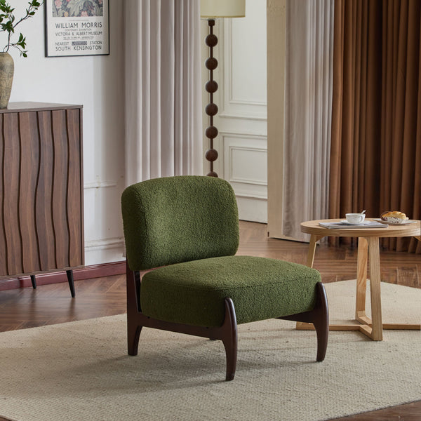 English Elm Christopher Knight Home® - 25.5" Boucle Lounge Chair with Solid Wood Frame, Plush Textured Upholstery and Modern Minimalist Style Green N767P256376G