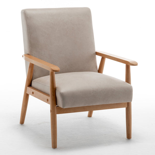 English Elm 25.38'' 25.38" Wide Classic Mid-Century Modern Arm Chair with Solid Wood Arms, Plush Foam & Microfiber Finish Light Camel B2735P271019
